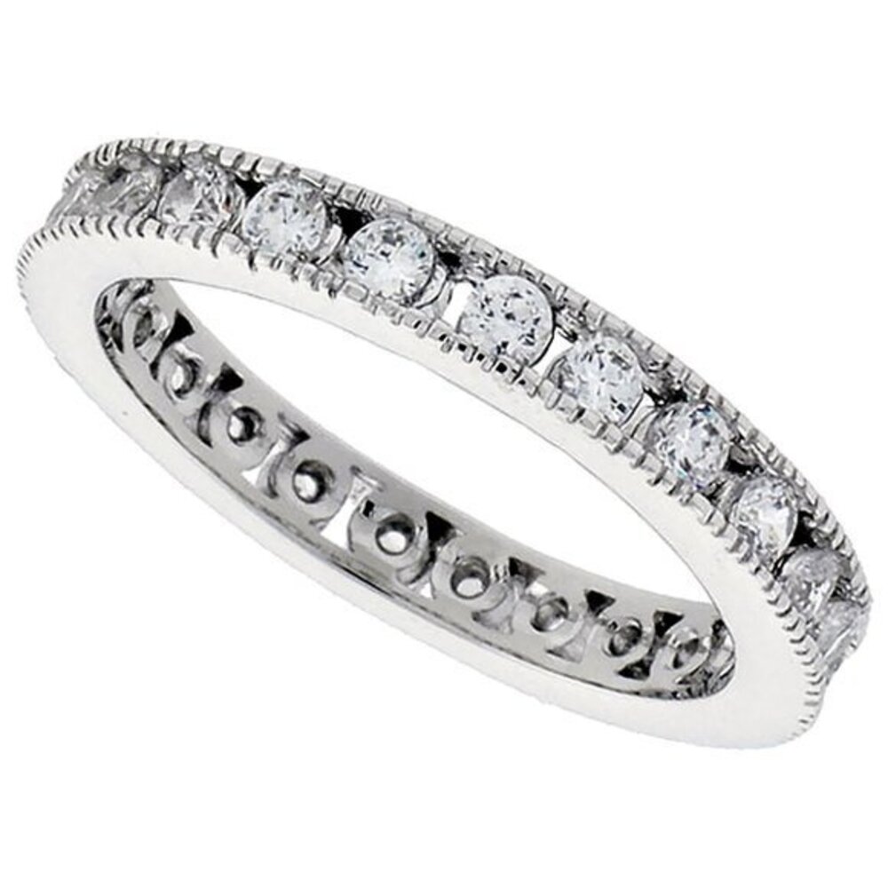 2mm Sterling Silver Eternity Wedding Band Ring